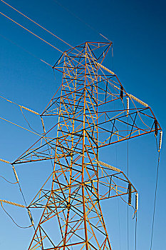 水力发电塔,蓝天,卡尔加里,艾伯塔省,加拿大