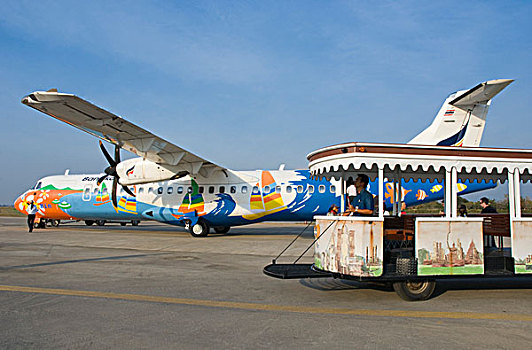 螺旋桨飞机,机场,素可泰,泰国,亚洲