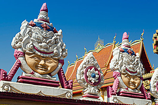 浮雕,脸,佛教寺庙,道路,万象,老挝,印度支那,亚洲