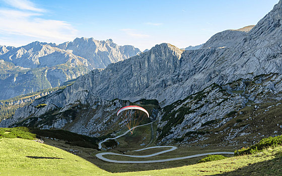 飞,滑翔伞,巴伐利亚阿尔卑斯山