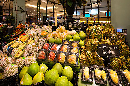 榴莲,芒果,水果,市场货摊,美食,市场,泰国,购物中心,地区,曼谷,亚洲
