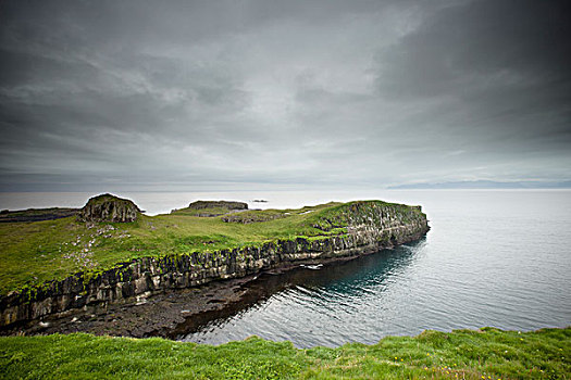 石头,石台,海岸线,乌云,岛屿,冰岛