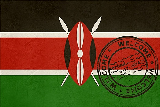 欢迎,肯尼亚,旗帜,护照
