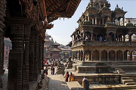 克利须那神,寺庙,庙宇,杜巴广场,帕坦,拉利特普尔,加德满都,尼泊尔