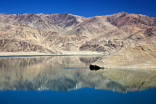 反射,湖,塔吉克斯坦,中亚
