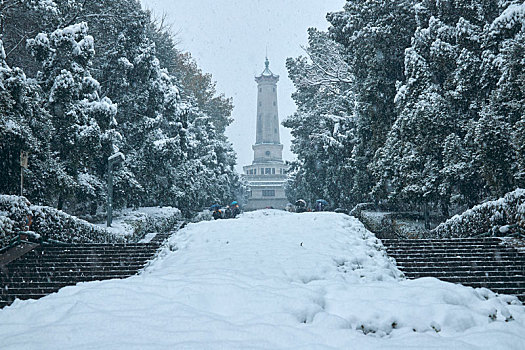 湖南省开福区烈士公园冬季雪景