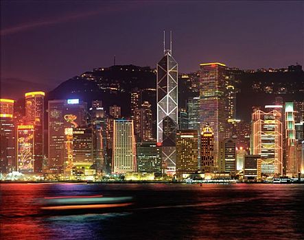 中国,香港,天际线,港口,夜景