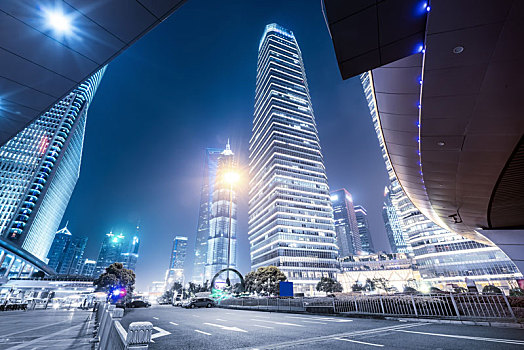上海陆家嘴金融区现代建筑夜景