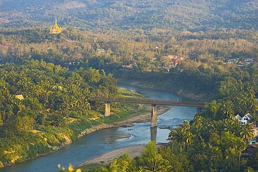 湄公河,琅勃拉邦,山,老挝