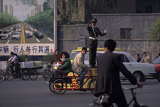 中国,北京,街景,警察,交通