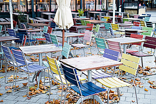 孤单,街头咖啡馆,秋天,汉诺威,下萨克森,德国,欧洲