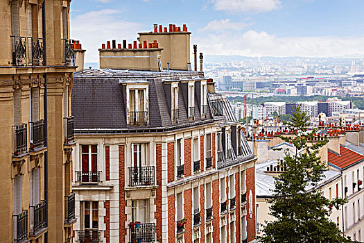 巴黎,天际线,俯视,蒙马特尔,法国