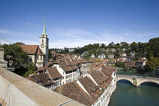 教堂,河,伯恩,伯恩高地,瑞士