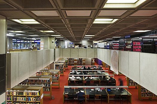 伯明翰,中央图书馆,内景,地面,学习,区域,仰视