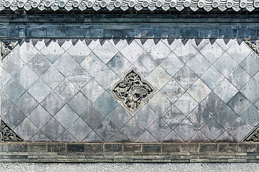灰砖砖雕影壁墙,济南市趵突泉公园内