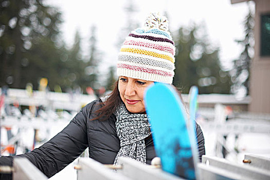 女人,选择,滑雪装备,温哥华,加拿大