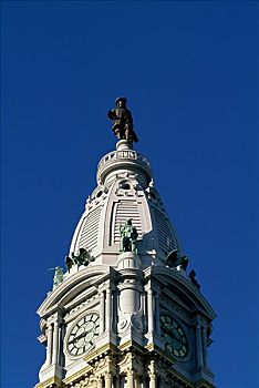 雕塑,市政厅,费城,宾夕法尼亚,美国