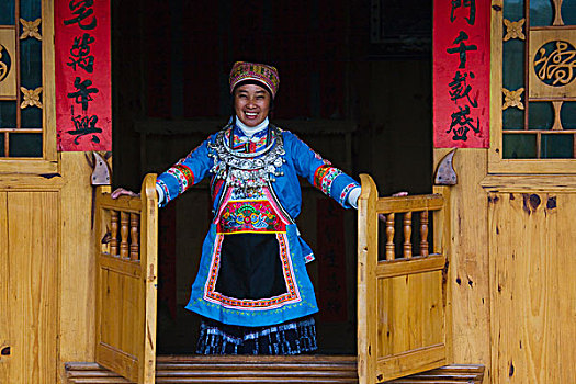女人,傳統服裝,門,凱里,貴州,中國