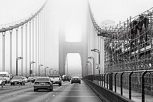 交通,金门大桥,桥,雾气,旧金山,加利福尼亚,美国,北美