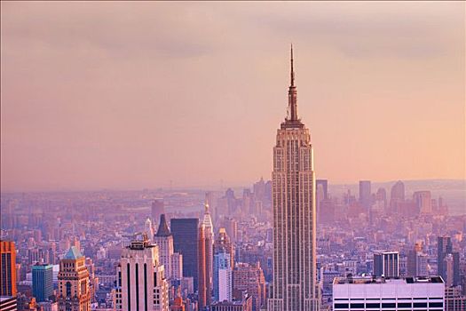 俯拍,城市,帝国大厦,曼哈顿,纽约,美国