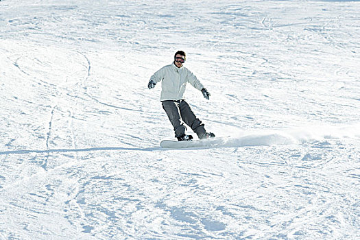 男青年,滑雪板,滑雪坡,全身