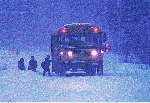 孩子,巴士,冬天
