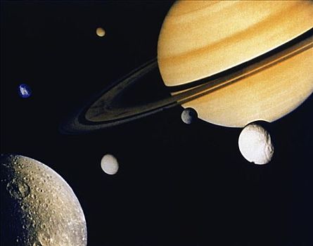 土星,卫星,顺时针,右边