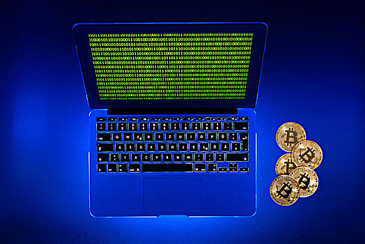 象征,图像,数码,货币,金色,硬币,笔记本电脑,二进制码