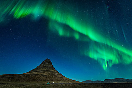 北极光,高处,山,斯奈山半岛,冰岛