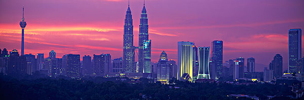 吉隆坡,天际线,黄昏,马来西亚