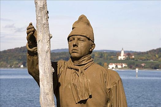 雕塑,港口,巴登符腾堡,德国