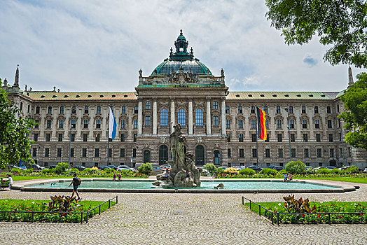 老,宫殿,执法,喷泉,慕尼黑,上巴伐利亚,巴伐利亚,德国,欧洲