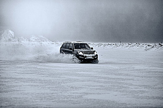 越野车辆,驾驶,雪,冰岛
