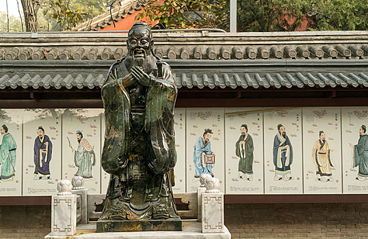雕塑,孔子,庙宇,北京,中国,亚洲