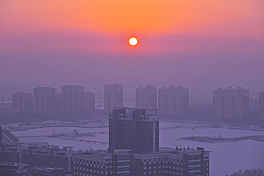 大庆市冬季晨光