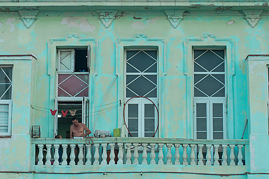 露台,房子,殖民地,哈瓦那旧城,哈瓦那,古巴,中美洲