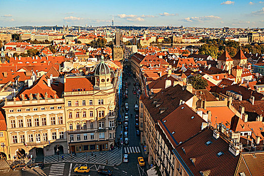布拉格,天际线,屋顶,风景,古建筑,捷克共和国