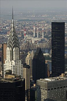 美国,纽约,摩天大楼,全景,帝国大厦,克莱斯勒大厦