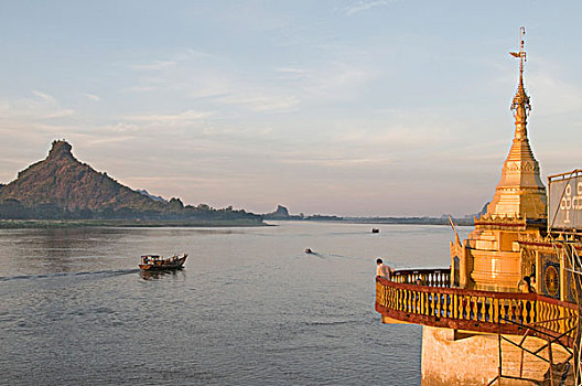 缅甸,河,塔