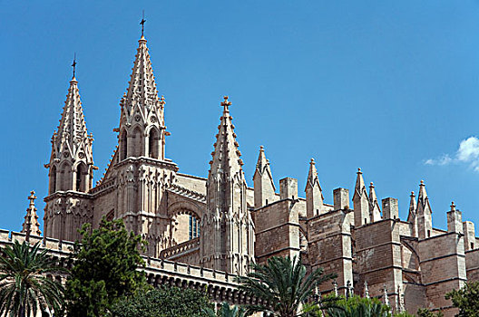 大教堂,帕尔马大教堂,古城区,帕尔马,马略卡岛,巴利阿里群岛,西班牙,欧洲