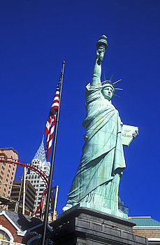 拉斯维加斯,纽约酒店,自由女神像,星条旗,内华达,美国,北方,赌博,城市