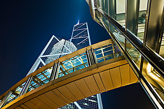 金融区,夜晚,香港,中国