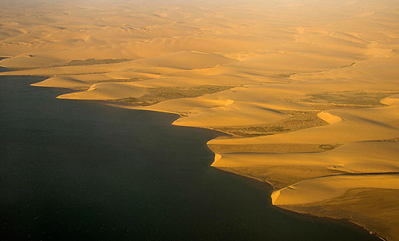 航拍,海岸线,纳米布沙漠,漂浮,海洋,纳米比亚,非洲