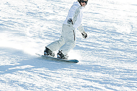 少女,滑雪板,滑雪坡,局部,风景
