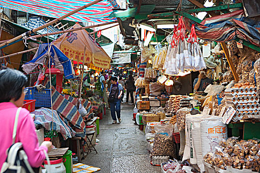 食品市场,街道,中心,香港