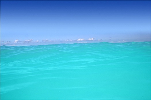 加勒比,波浪,青绿色,水,地平线,蓝天