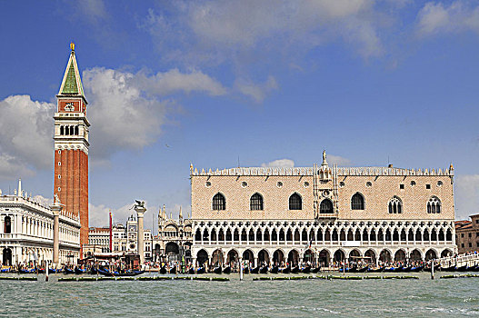 风景,海洋,圣马可广场,钟楼,总督,宫殿,威尼斯,意大利