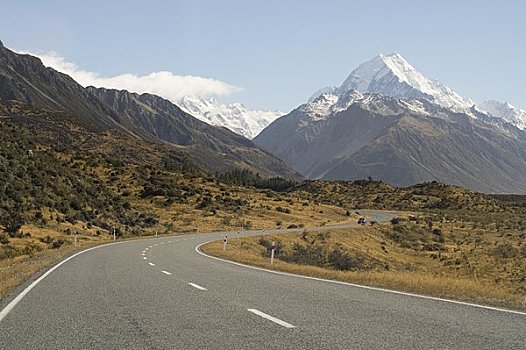 道路,山峦,盆地,坎特伯雷,新西兰