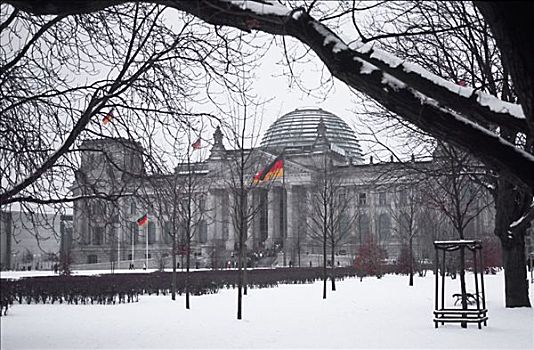 德国国会大厦,冬天,柏林,德国