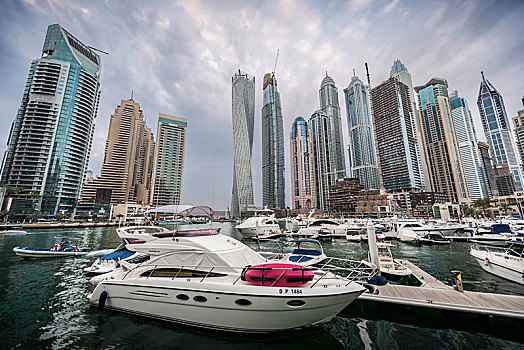 码头,正面,摩天大楼,迪拜,阿联酋,亚洲